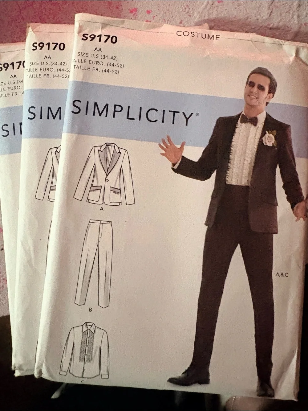BN UNCUT SIMPLICITY 9170 AA MEN'S TUXEDO HALLOWEEN COSTUMES SEWING PATTERNS